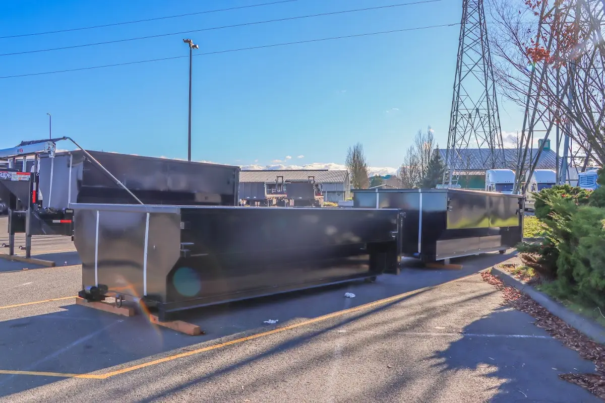 Roll-off dumpster ready for waste disposal at job site for 4 Yard Dumpster Rental in East Palo Alto